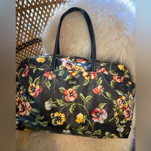 Feiler Authentic Floral Print Pvc Black and floral Boston  Bag